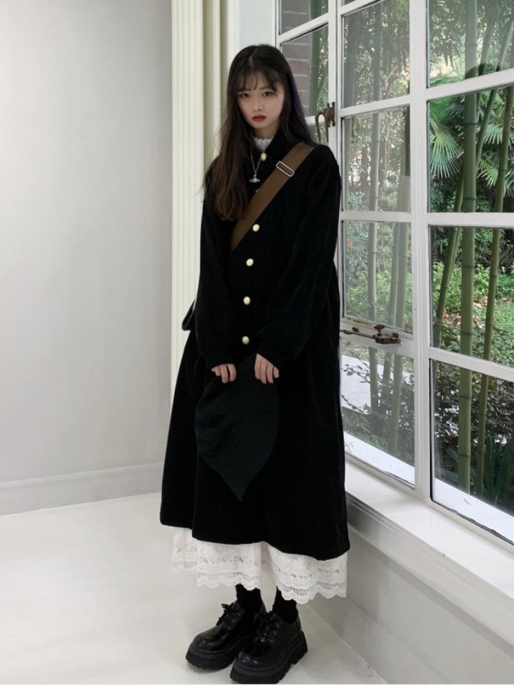 赫本风法式黑色连衣裙长款裙子