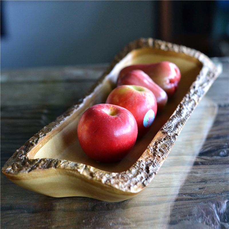 Thailand solid wood fruit plate home personality creative Nordic style dried fruit plate melon seeds candy plate living room lobby