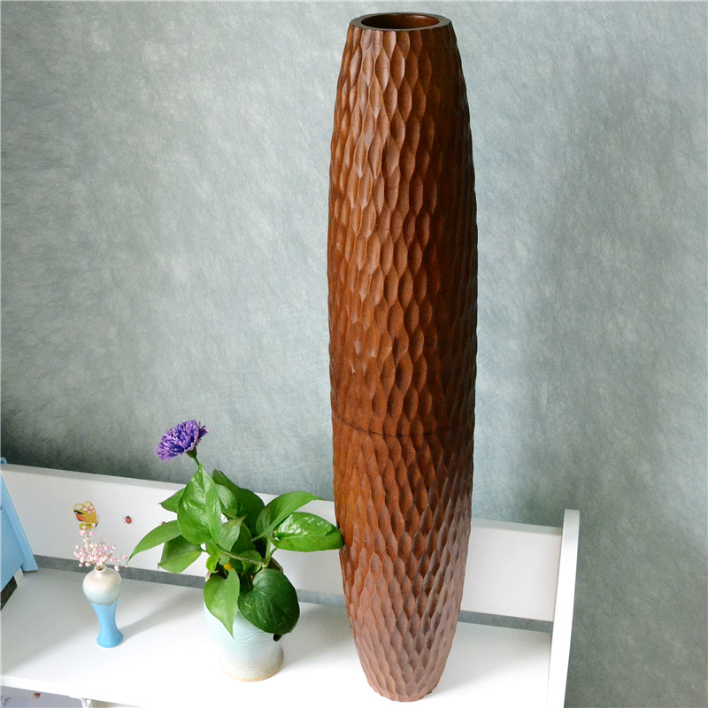Thailand home accessories window decoration porch mango wood solid wood retro creative large vase flower arrangement dry flower desktop