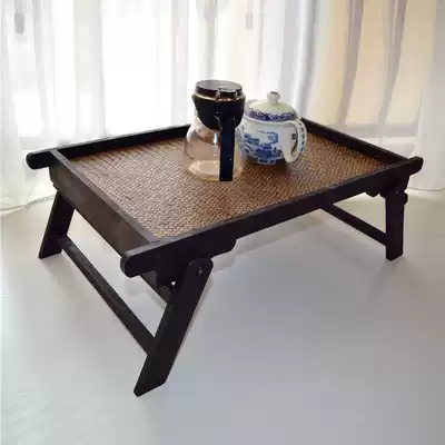 Thai mango wood pallet Japanese folding tatami small table Tea tray Bamboo woven Southeast Asian style retro creativity