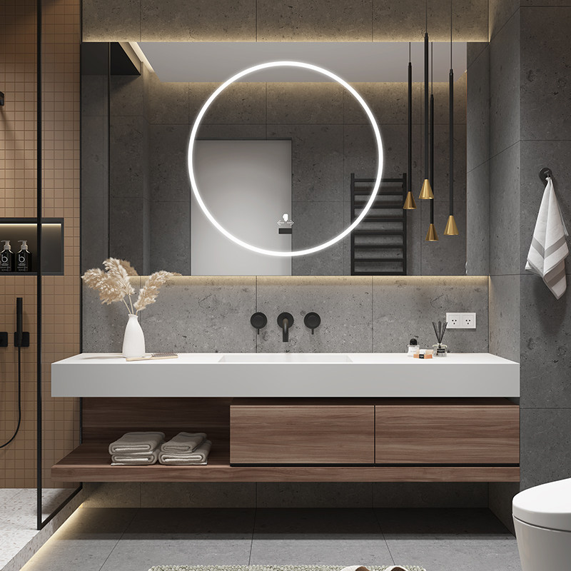 Modern Minimalist Rock Board Bath Cabinet Integrated Basin Wash Toiletries Makeup Room Washbasin Washbasin Cabinet Combined Bath Cabinet