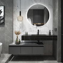 Modern Light Lavish Bath Room Cabinet Combined Rock Board Integrated Basin Smart Toilet Wash Terrace Basin Cabinet Wash Face Pool Bathroom Cabinet