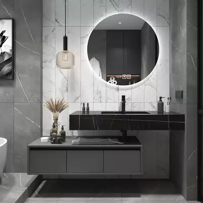 Modern light luxury bathroom cabinet combination rock board one-body basin smart dressing room wash basin basin cabinet washbasin bathroom cabinet