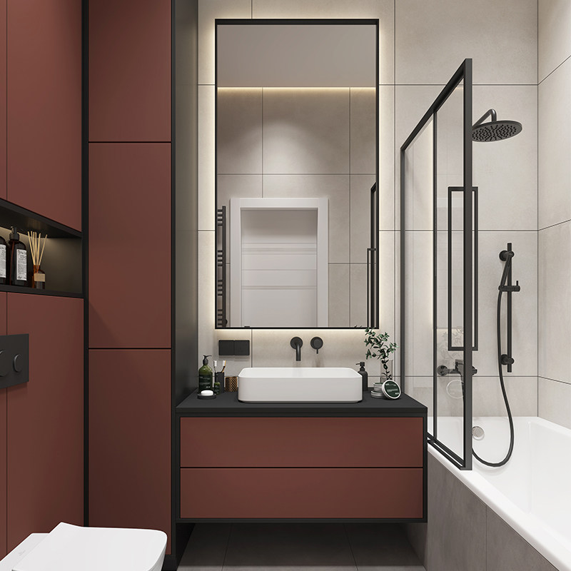 Modern minimalist rock board bath cabinet Washbasin Wash Washbasin Wash Desk Cabinet Combined Makeup Room Custom Smart Bath Cabinet