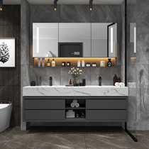 Modern Light Lavish Bath Room Cabinet Marble Countertops Brief Toilet Solid Wood Wash Terrace Bathroom Cabinet Washout Wash Wash Basin