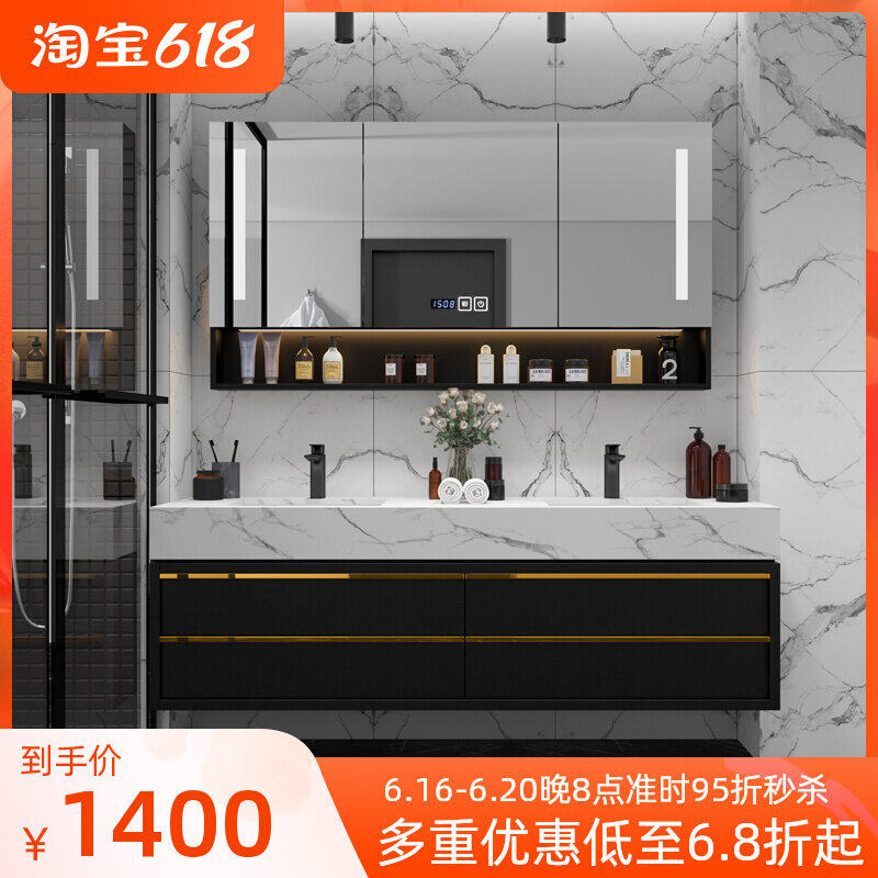 Modern light and luxurious marble Handwashing table Bathroom Suit Bath Cabinet Composition Solid Wood Dressing Room Washbasin Wash table