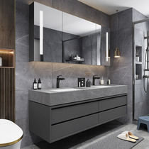 Rock Plate Double Basin Bath Room Cabinet Combination Modern Simple Toilet Wash Wash Face Wash Table Light Lavish Smart Bathroom Cabinet