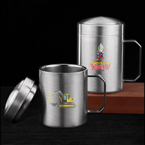 Childrens cartoon glass 304 stainless steel cup household double anti - pressing kindergarten anti - fall pupil baby water cup