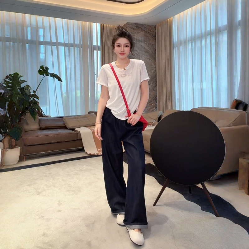 Me【Pants King】Imported from the Usa, Supima Cotton & Tencel Silk Versatile Loose Straight-Leg Jeans