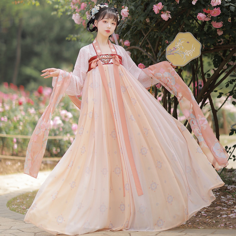 Chun Yao original Hanfu female Tang system restoration fairy flowing full chest skirt Chinese style 6 meters full spring and summer