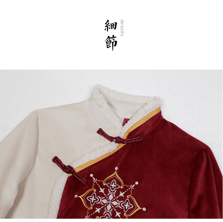 Китайцы одежда наборы 原创藏枫改良汉服女中国风秋冬汉元素少女民族风加绒藏袍披风套装