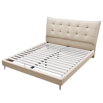 Gujia Home Modern Simple French Cream Style Leather Bed Master Bedroom Double King Bed Master Bedroom Mattress Package 8121