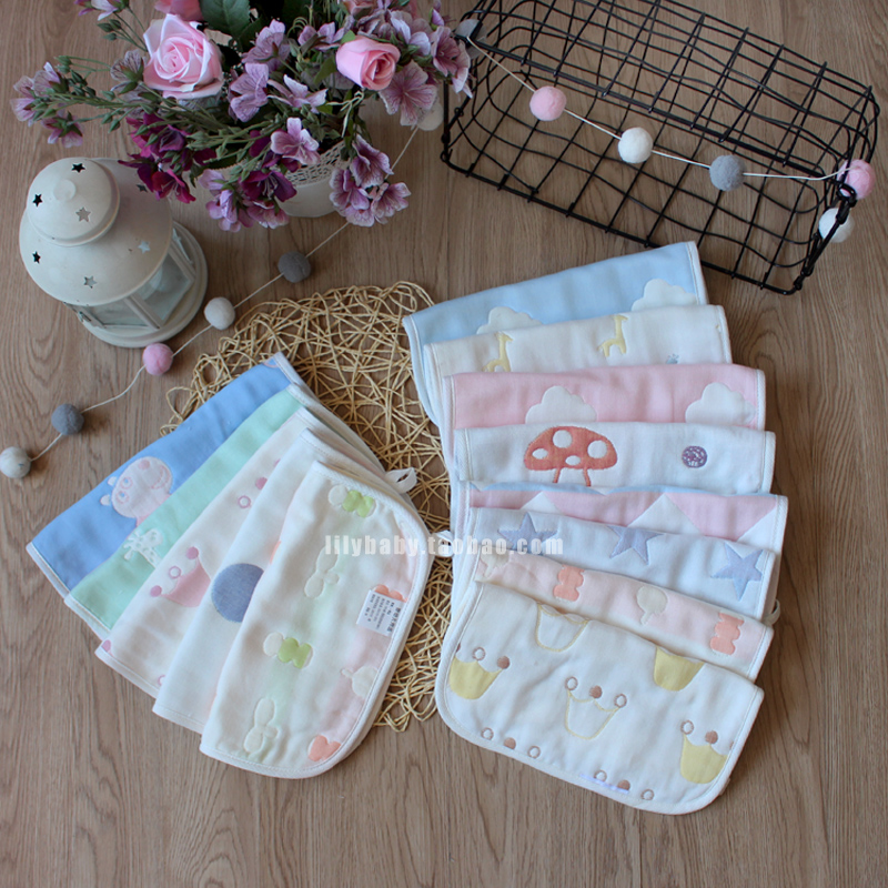Baby Square Towel Pure Cotton Six Layers Gauze Baby Absorbent Thickened Laced Towels Bath Towel Newborn Wash Face Bath Towels