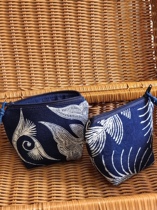 Plant-dyed Miao batik pen holder cultural and creative stationery supplies pure handmade pen holder Guizhou indigo dye coin bag cultural toy bag