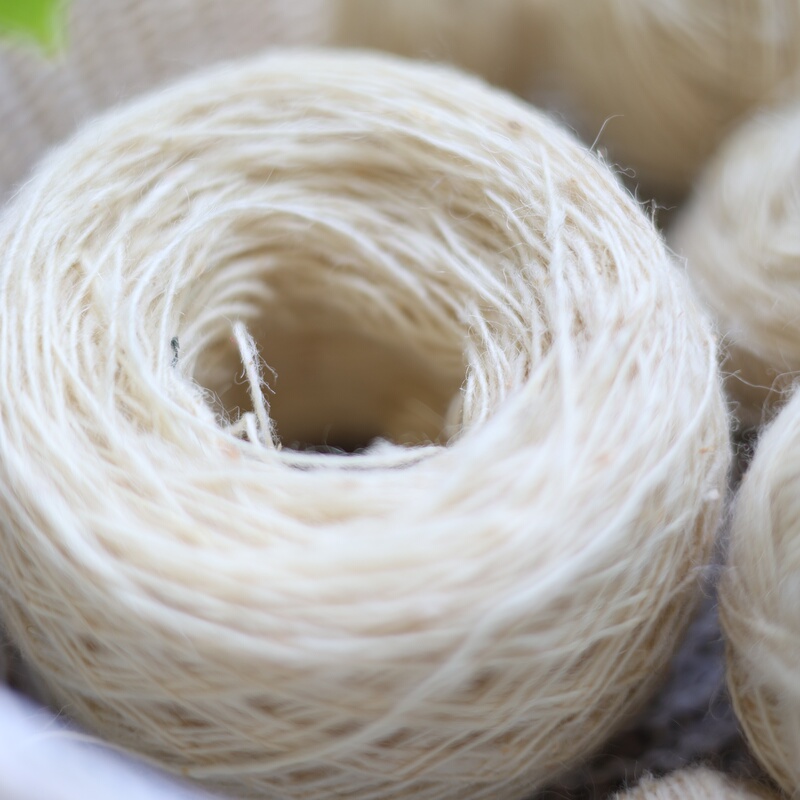 India Imports Bikaner Hand-Spun Wool Thread, Natural Undyed Wool Yarn, Hand-Woven Thread