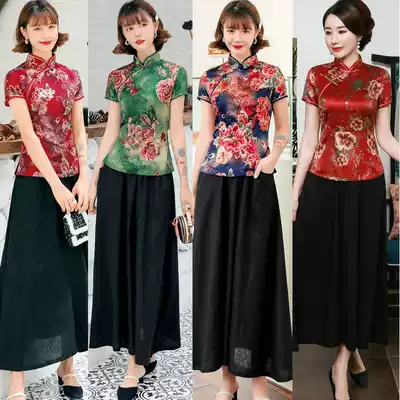 Spring and summer new cheongsam jacket silk large size women's improved retro slim young mother Daily