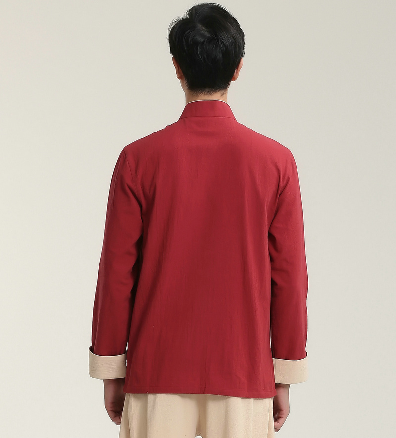 Mùa xuân và mùa thu nam giới Cotton và linen Retro Tang phù hợp với nam Áo dài tay Áo quốc phục Trang phục nhỏ Tuổi trẻ Trà Quần áo Quần áo bảo hộ lao động nam đồ bộ đẹp