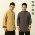 Tang phù hợp với nam áo khoác dài tay quốc phục cotton hai mặt kiểu Trung Quốc thiền định Hanfu quần áo trà quần áo áo sơ mi nam quần thô nam Trang phục dân tộc