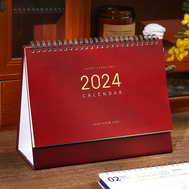 2024 New Desk Calendar Brief Business Grand Plaid Office Upscale Desktop Pendulum calendar lunar calendar Custom-Taobao