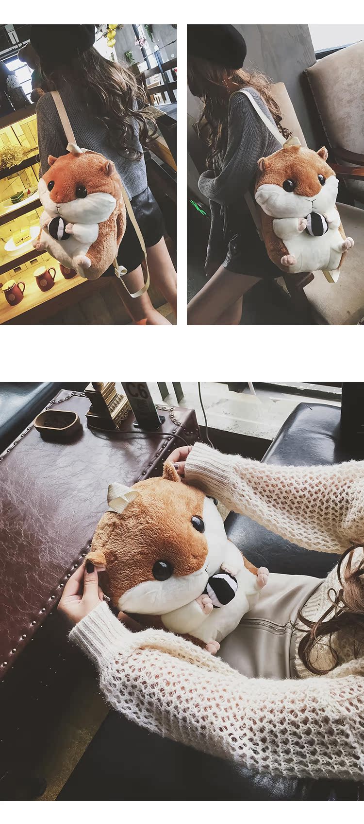 Yunmu tạp hóa chị gái hamster búp bê vai dễ thương nữ Nhật Bản sang trọng ấm áp tay Messenger túi gối cặp đi học nam