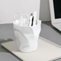 Yunmu groceries ins Wind pure white simple art personality pen holder desktop stationery storage tube cosmetic brush bucket