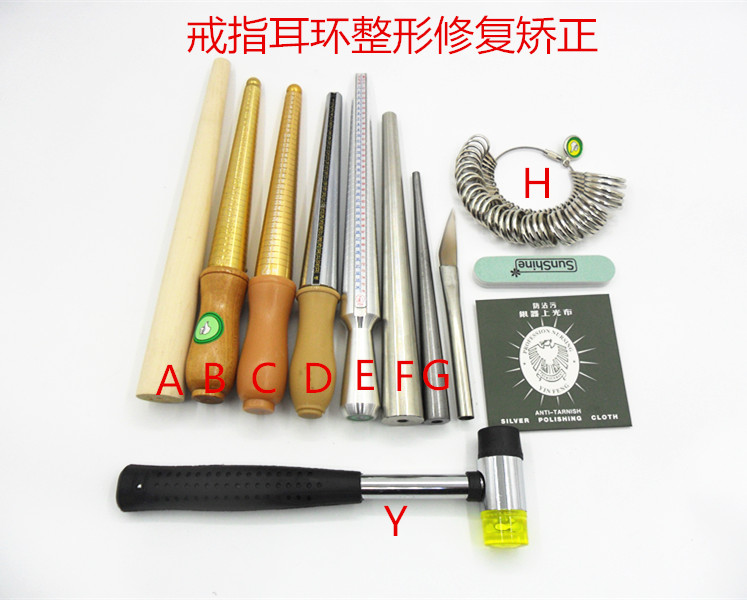 Gold and silver jewelry ring earring deformation plastic repair tool correction Correction ring measuring rod Earring rod