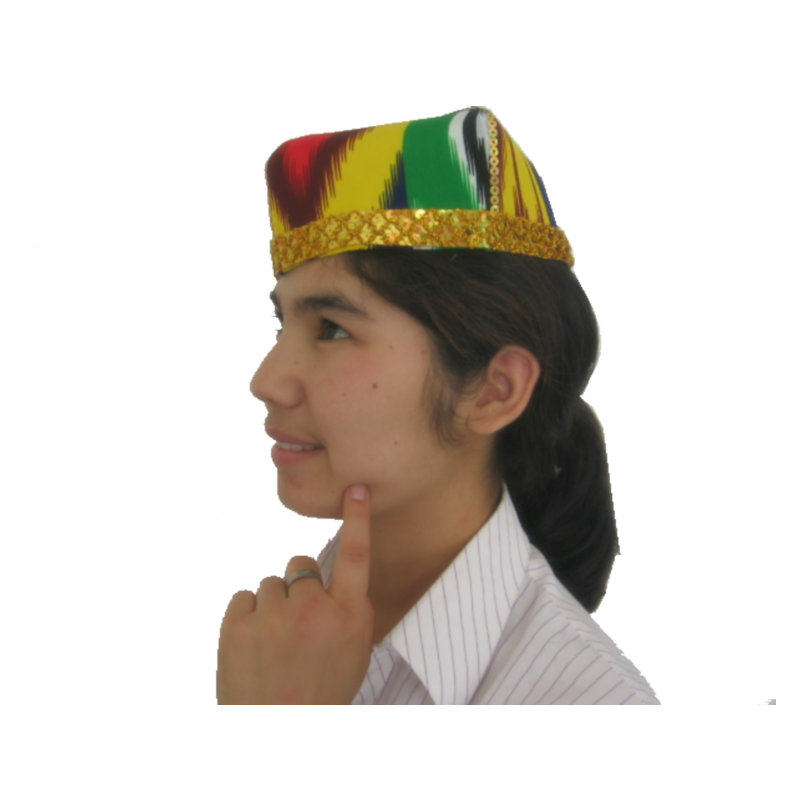 Xinjiang hat dance performance headwear female style minority wind Uyghur ethnic group handmade small flower hat red yellow blue