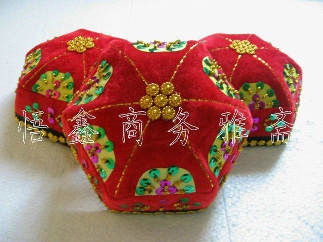 Xinjiang dance hat dance performance headdress Lady Uighur flower hat Ethnic minority stage hat headdress red