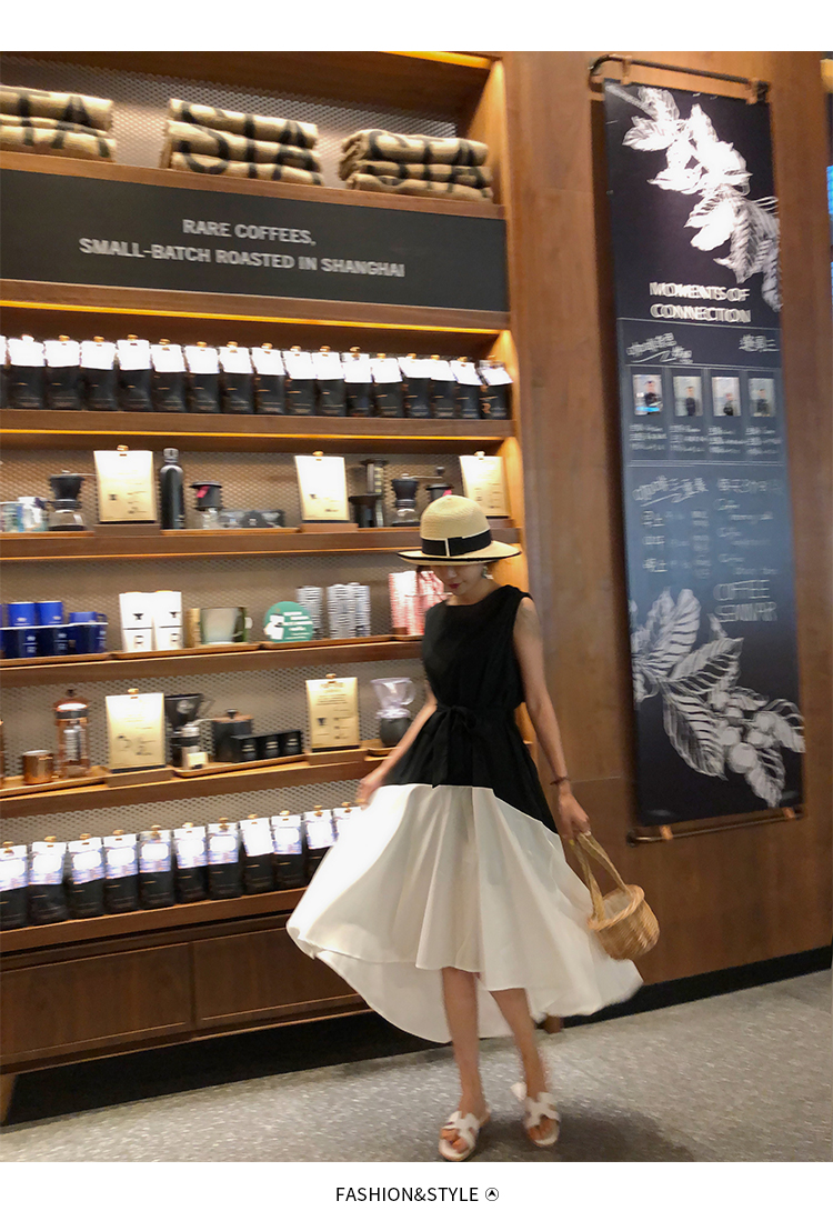 DABI 韓系時尚下擺不規則拼接無袖洋裝 DABI 韓系時尚下擺不規則拼接無袖洋裝