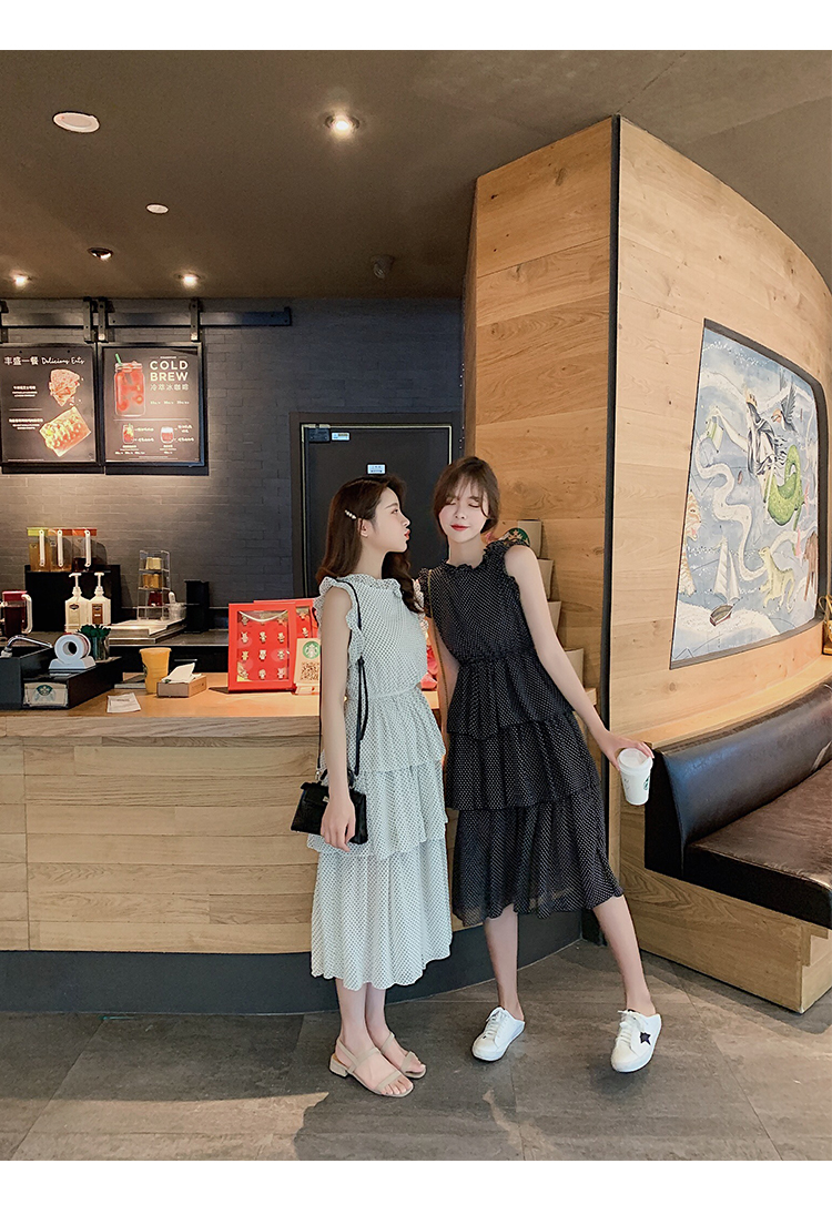 VK旗艦店 韓系波點蛋糕裙子仙女無袖洋裝