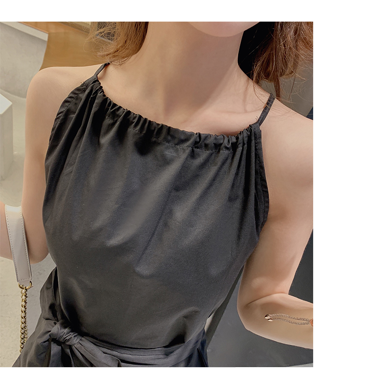 VK旗艦店 韓系掛脖高腰收腰顯瘦無袖洋裝