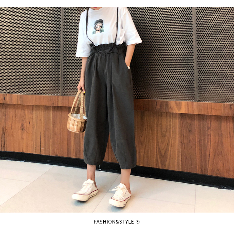 VK旗艦店 韓系圓領T恤寬鬆背帶長褲休閒套裝短袖褲裝