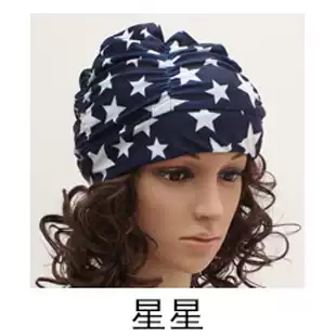 Japanese and Korean fashion pleated adult cloth swimming cap enlarged number ear protection long hair hot spring women's style pure color high elasticity