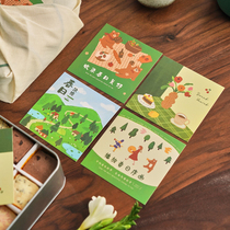 ins cute hand painted spring card baking cake turtuccini macaragonpicnic gift packaging box decoration