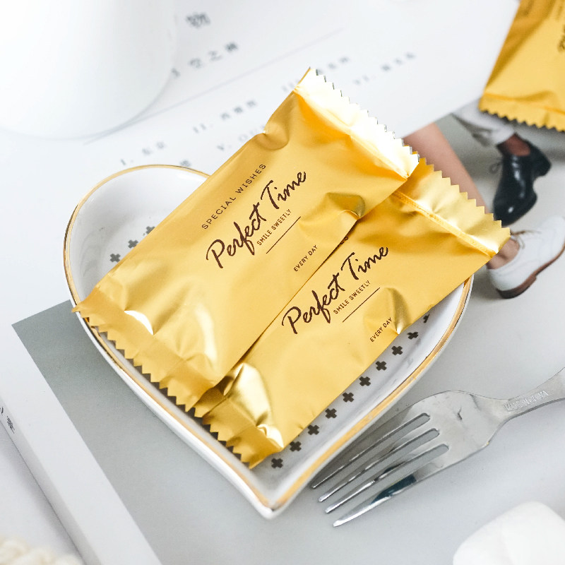 Golden disposable nougat bag handmade French sea salt toffee almond coffee milk cold machine sealing packaging