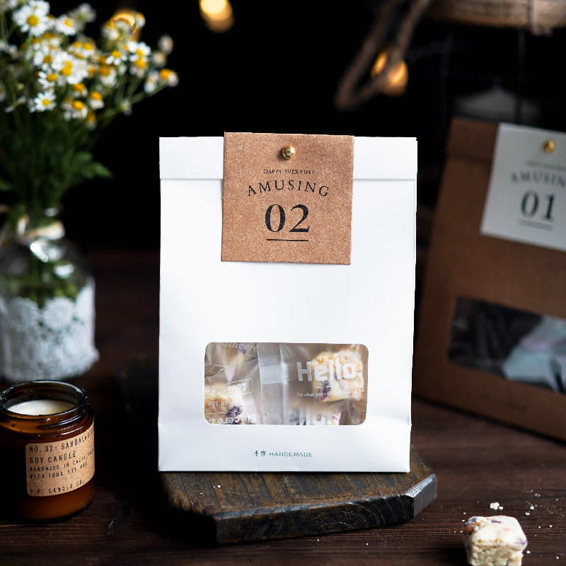 Japanese window stand bag handmade nougat snow candy fruit packaging bakery dessert packaging can be customized LOGO