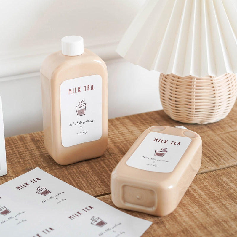 Korean in wind 400ml milk tea bottle net red diy juice beverage strawberry milk jade citrus cup