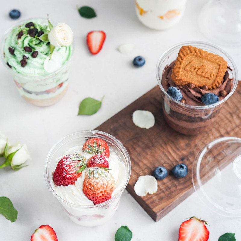 Transparent plastic thickened disposable ice cream mousse cream cake net red dessert hug and hold the fat cup