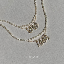 TWOR original diamond-studded shiny digital years free combination natural rice grain pearl necklace choker women