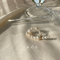 TWOR original niche handmade American 14K gold gold circle shape natural freshwater pearl earrings retro