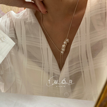 TWOR original niche design handmade s925 silver bead chain winding natural freshwater pearl necklace female fashion