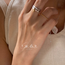 TWOR exclusive custom Japanese craftsmen niche design retro little golden beads s925 silver ring Female Personality