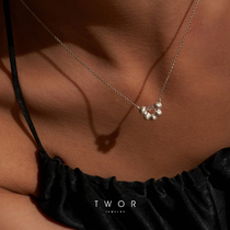 TWOR original design suspension series water drop s925 silver handmade clavicle necklace