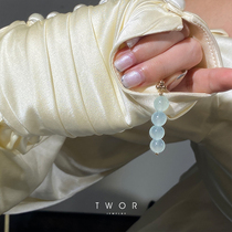 TWOR original design cool summer American 14k golden green jade ball earrings earrings female