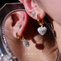 TWOR 2021 spring and summer new original imported rhinestone shiny clay pendant Polaris love earrings
