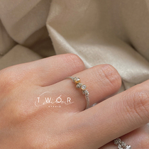 TWOR original streamer series handmade s925 silver winding 14K gold zircon ring retro niche