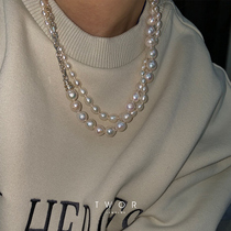 TWOR original design handmade silver necklace natural Edison pearl necklace for men and women