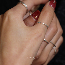 TWOR original design pure handmade plain silver irregular texture thin ring simple and exquisite stack wear