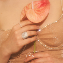 TWOR 1980S bright streamer S925 silver heavy industry advanced drill multi-layer ring niche design