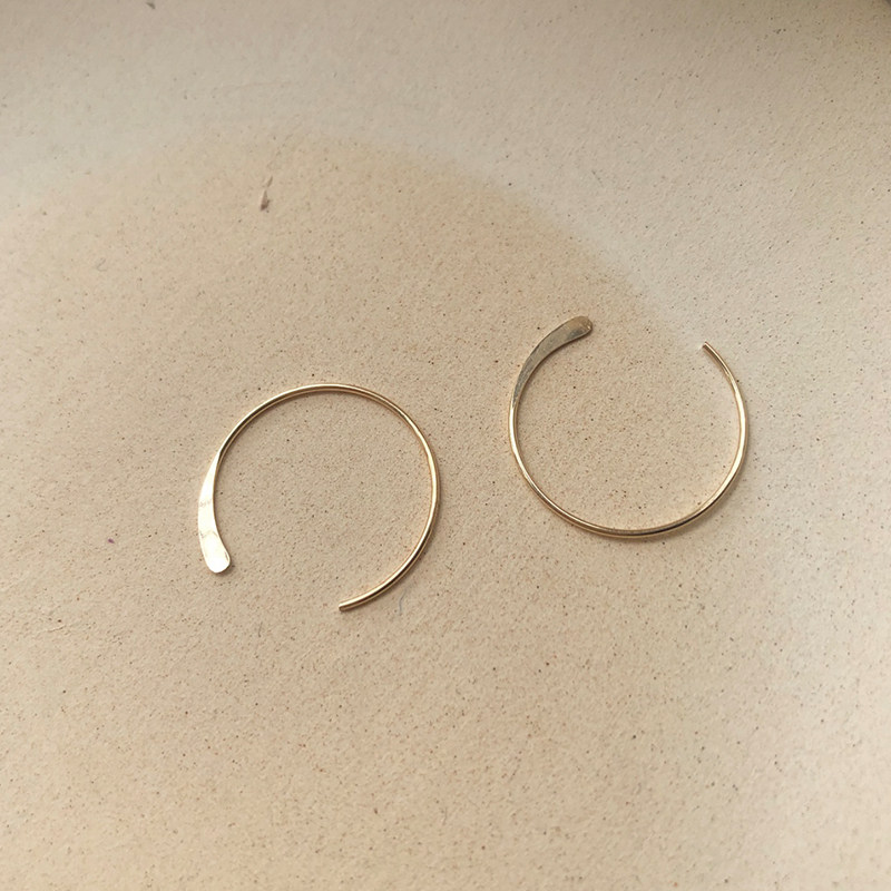 TWOR Hand workout US imports 14k Note Gold Baum gold Minimalist Earrings Earrings Daily 100 lap